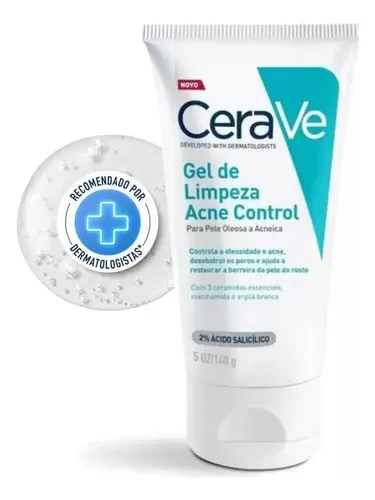Gel de Limpeza Facial Antiacne Pele Oleosa, Acne Control CeraVe, 140g