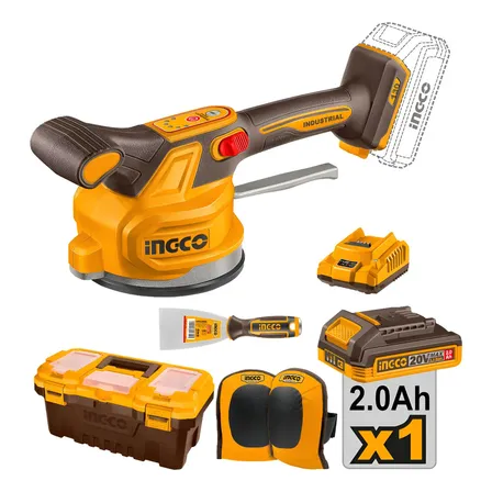 Máquina De Assentar Piso C/ Ventosa 20v A Bateria P20s Ingco Laranja Amarelo