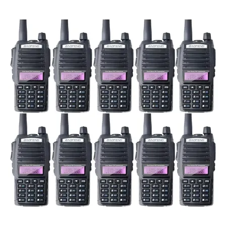 Kit com 10 Rádios Comunicadores Baofeng UV-82 Dual Band