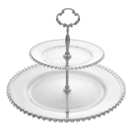 Porta Doces Duplo De Cristal Bolinhas Pearl Wolff 35212