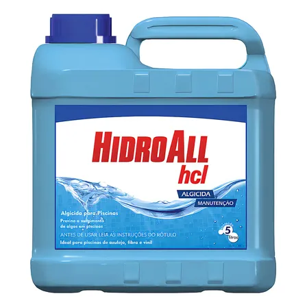 Algicida De Manutenção Hcl 05 Litros Hidroall Cor Azul