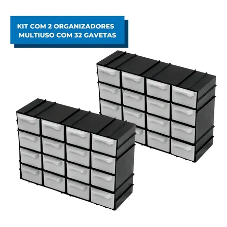 Gaveteiro Organizador Para Ferramentas 32 Gavetas Arqplast Cor Preto