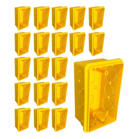 Kit 20 Caixas De Luz 4x2 Reforçada Para Tomada E Interruptor Amarelo