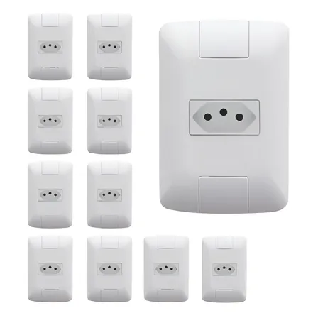 Kit 10 Conjunto 4x2 1 Tomada 2p+t 10a Tramontina Aria 250v Cor Branco