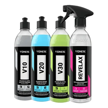Kit Polimento Automotivo Completo Vonixx 4x500ml V10 V20 V30 Revelax