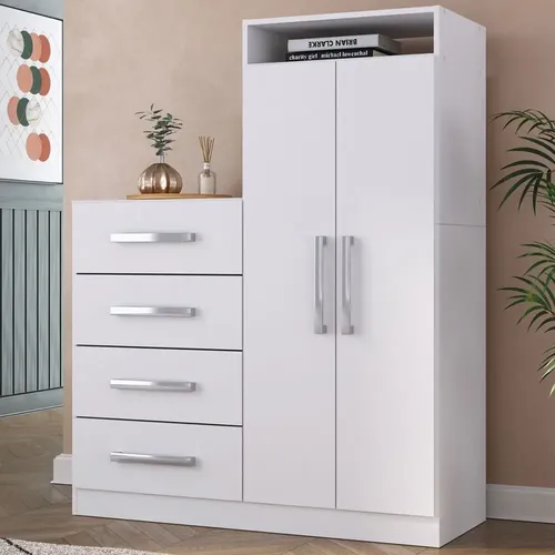 Cômoda Paris 2 Portas 4 Gavetas Branco - Panorama Móveis