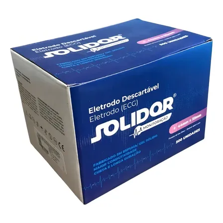 Eletrodo Descartável ECG Solidor para Adulto Caixa 500 Und Gel Condutor