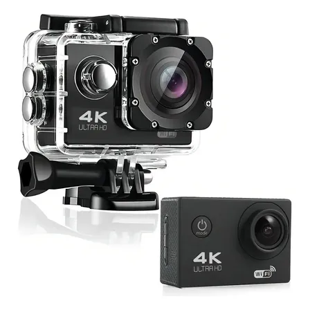 Câmera Filmadora Sport 4k Wi-fi Hd 12mp Prova Dágua Cor Preto/prata