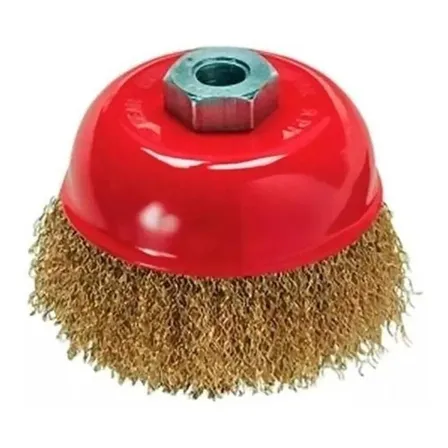 Escova De Aço Tipo Copo 4 Pol Rosca M14 Ondulada Mtx Cor Vermelho