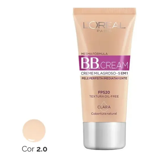 Base BB cream L'oréal Paris 5 em 1 Dermo expertise cor clara FPS 20 30ml
