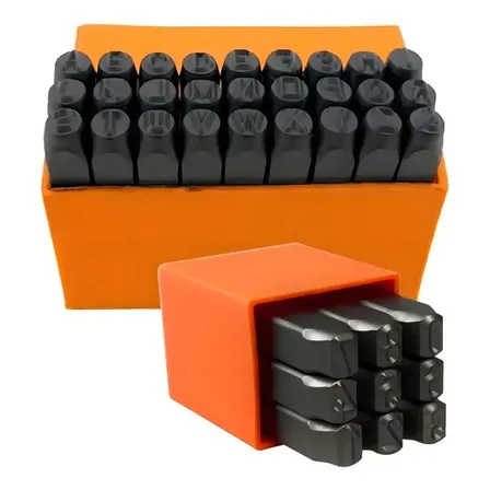 Kit Jogo Marcador Punção 36pcs Alfanumérico 5mm Letra Numero
