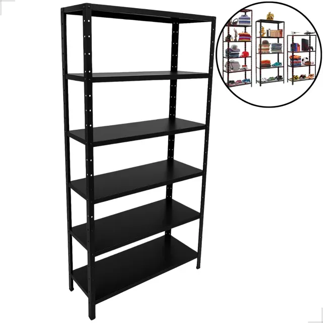 Estante 6 Prateleiras De Aço Livros Ferramentas Quarto Cor Preto Reforçada Marca Cozinha Gourmet Original