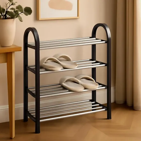 Sapateira Desmontável GLA SHOP 4 Prateleiras Preto 8 Pares Plástico Metal