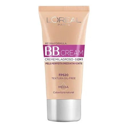 Bb Cream L'oréal Paris Creme Milagroso 5 Em 1 Fps 20 Médio Cor 4.0 30ml
