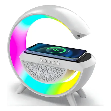 Carregador Indução Luminária Led Caixa Som G Speaker Booglee