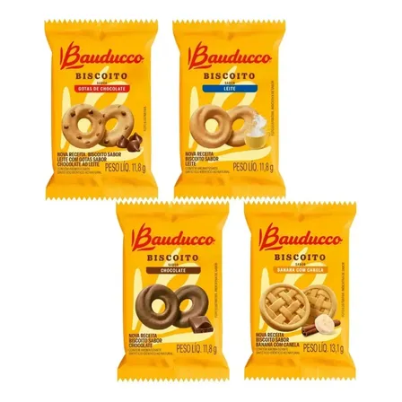 100un biscoitos bolacha sortidos bauducco sache 11,8g