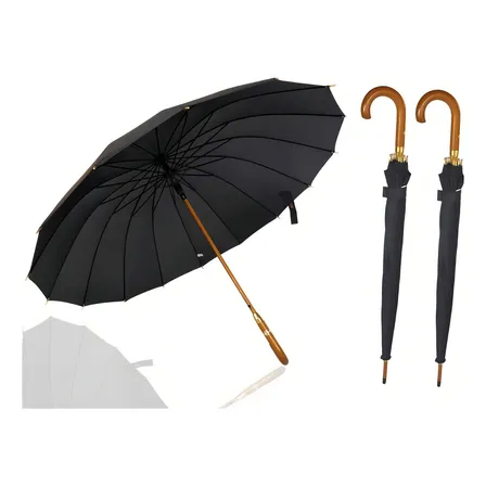 Kit Com 2 Guarda Chuva Reforçado Grande Automático Cor Preto Desenho do tecido Liso