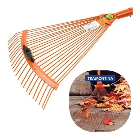Vassoura Rastelo Jardinagem 22 Dentes Ferro Grama Tramontina Cor Laranja Naranja