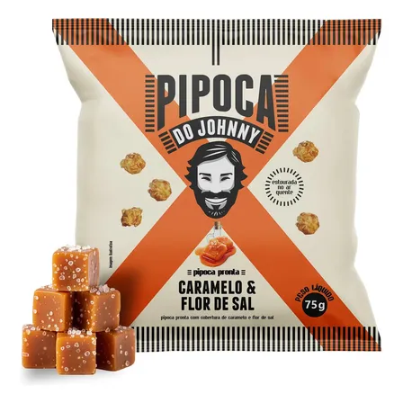 Pipoca Pronta Caramelo E Flor De Sal 75g - Pipoca Do Johnny