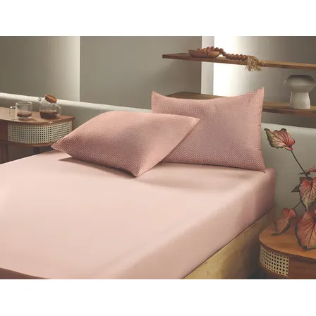 Jogo De Cama Queen Slim Organic Lençol Anti-pilling Altenburg Rosa Geométrico