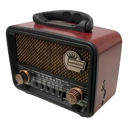 Rádio Retrô Analógico Kapbom KA 3181 Bluetooth USB FM AM SW Portátil Vintage