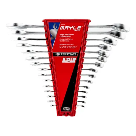 Jogo Chave Combinada 6 Á 32mm Boca E Estria 15 Pçs Mayle