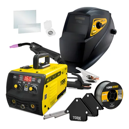 Maquina Solda Inversora Mig Super Tork 160a Sem Gás 3 Em 1 Tig Eletrodo Amarelo/preto 220v