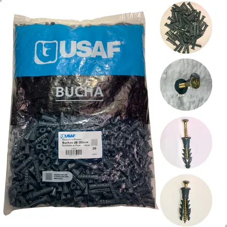 1000 Unidades Bucha C/ Anel 8mm Sem Parafuso