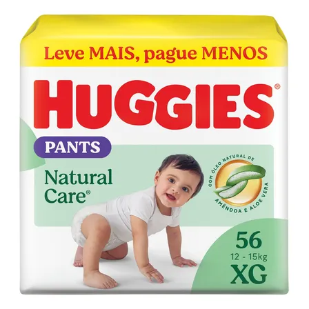 Fralda Pants Roupinha Premium Natural Care Xg 56 Unidades Huggies Sem Gênero