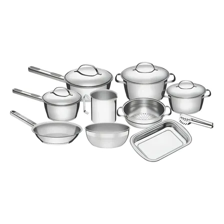 Jogo De Panelas Tramontina Inox Allegra 10p Com Pegador Plata