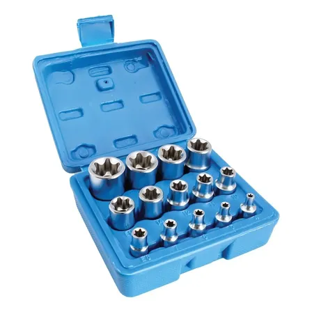 Jogo de Soquete Torx Fêmea 14 Peças Lisfer em Aço Cromo-Vanádio com Encaixes 1/4" 3/8" e 1/2"
