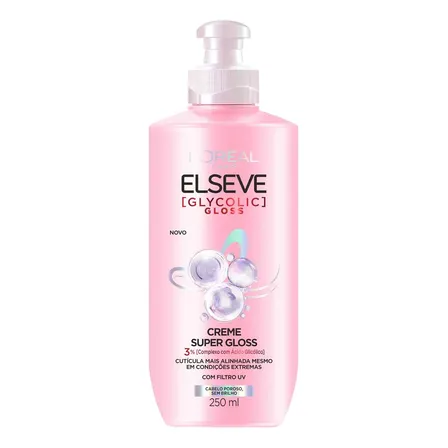 Creme de Pentear Super Gloss Brilho Intenso Glycolic Gloss Elseve 250ml