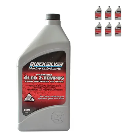 Óleo De Motor Quiksilver 2 Tempos Tc-w3 2 Tempos Para Náutico 1 Kit De 6 Unidades X 1l / 1l