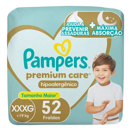 Fralda Pampers Premium Care Tamanho Xxxg 52 Unidades Extra Extra Grande (xxxg) Sem Gênero