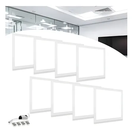 Kit 8 Painéis Led De Embutir Quadrados 40w Luz Branco Frio 40x40 127/220v