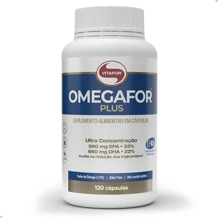Ômega 3 Omegafor Plus 120 Cápsulas - Vitafor Sabor Natural 1000mg