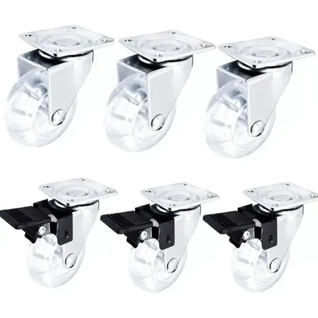 Kit 6 Rodinhas 50mm 300kg Silicone Gel 3 Com / 3 Sem Trava Marca Mfl