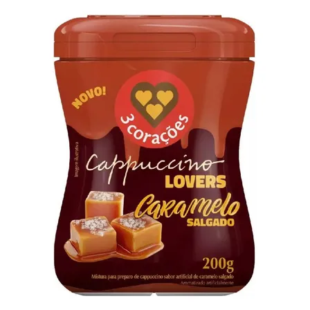 Café Cappuccino Lovers Caramelo Salgado Pote 200g 3 Corações
