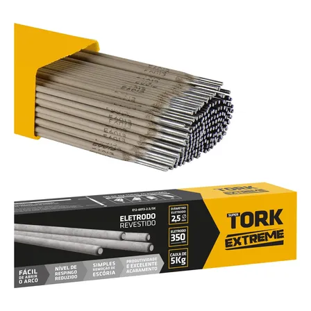 Vareta Eletrodo Revestido Solda E6013 2,5mm Caixa 5kg Tork Punta Cinza-escuro