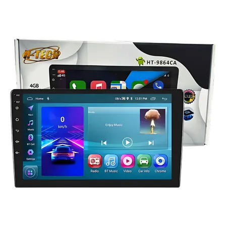 Central Multimidia H-tech Ht-9864ca 9pol 4gb 64gb Octacore Carplay E Android Qled Preto