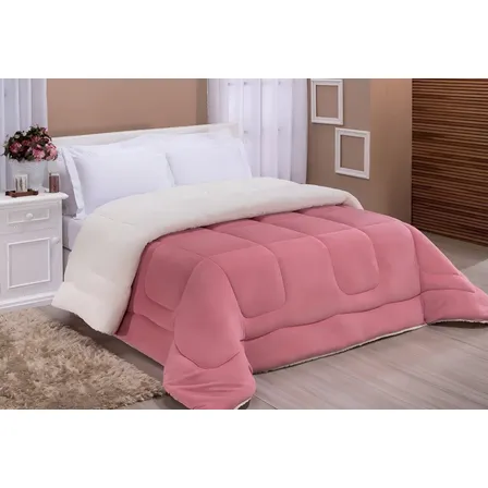 Coberdrom Edredom Manta Sherpa Queen Tecido Peludo Rosa 240x220 Rose
