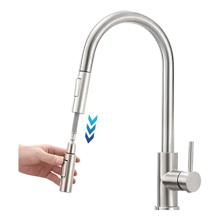 Torneira Para Cozinha Bancada Gourmet Monocomando Escovada Acabamento Aço Inox Cor Prateado Escovado