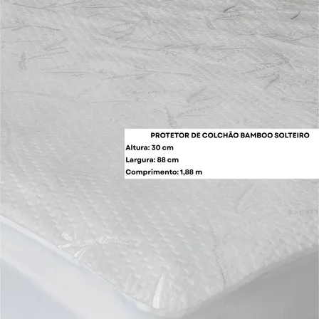 Protetores De Colchão Solteiro Bamboo Blend Impermeável Branco E Verde Camesa Branco/verde
