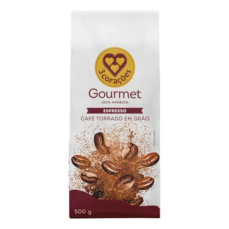 Café Torrado Em Grãos Espresso Gourmet Pacote 500g 3 Corações
