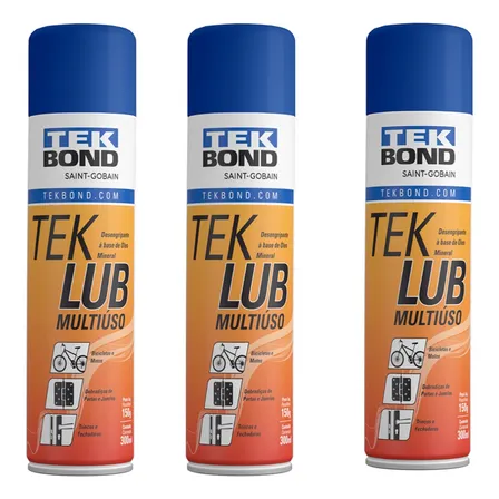 Desengripante Spray Teklub 300ml Tekbond Kit com 3 Unidades Anti Ferrugem