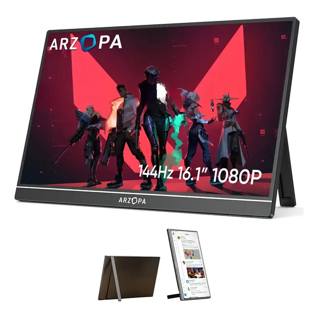 Monitor Portátil Arzopa Z1fc 16,1'' 144hz Ultrafino 1080p Fh Cor Preto 127/220v