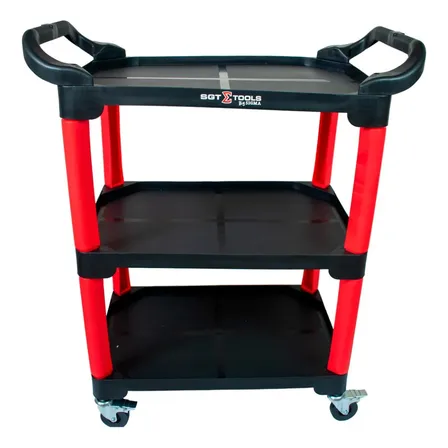 Carrinho Detailers Mecânico Com 3 Plateleiras Sigma Tools Cor Vermelho