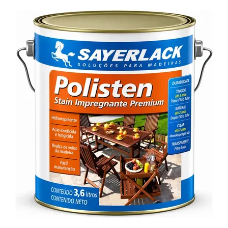 Polisten Stain Transparente Sayerlack 3,6 L Madeira Acabamento Acetinado