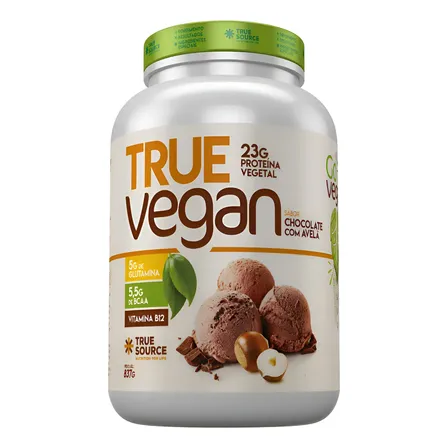 True Vegan True Whey True Source Proteína Vegana Suplemento Sabor Chocolate com Avelã 837g