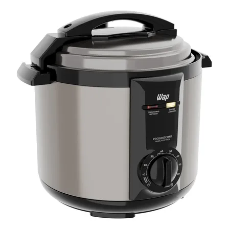 Panela de Pressão Elétrica WAP Wppe2 5 Llitro Antiaderente 900W Inox e Preta